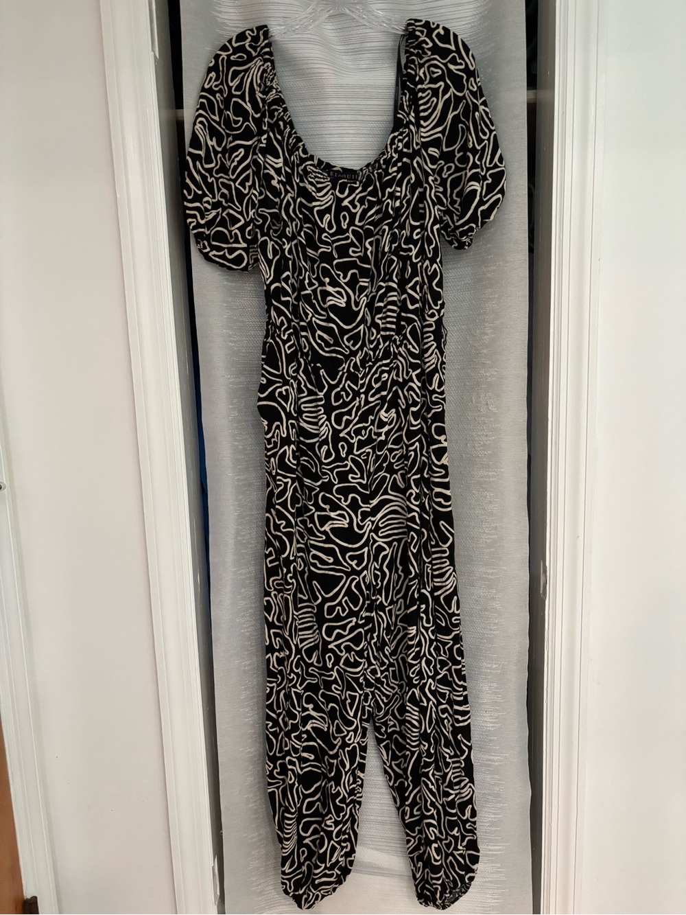 Eloquii Black and White Abstract Pattern Jumpsuit